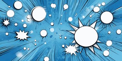 The primary subject of the image is a blue background with white and blue bubbles scattered throughout. The setting appears to be a space or an underwater environment, as the bubbles are floating in the air. The visual style of the image is a combination of digital art and illustration, creating a dynamic and colorful scene. The dominant colors in the image are blue and white, giving it a calm and serene atmosphere.