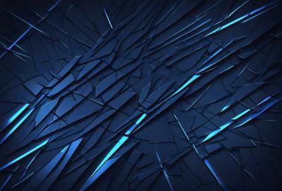The primary subject of the image is a blue and black patterned wall. The setting is a dark room with a blue background. The visual style is a digital art or illustration, creating a unique and intricate design. The colors and mood of the image are predominantly dark and moody, with the blue and black color scheme adding to the atmosphere.