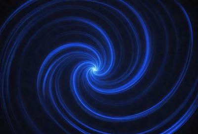 The primary subject of the image is a blue spiral, which appears to be a swirling pattern or a vortex. The setting is a dark background, which contrasts with the bright blue color of the spiral. The visual style of the image is a combination of a photo and a digital art or illustration, as it captures the intricate details of the spiral while maintaining a sense of depth and movement. The colors and mood of the image are predominantly blue, creating a sense of calmness and tran