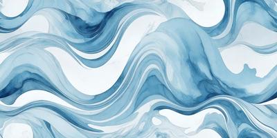 The primary subject of the image is a blue and white painting of a wave. The setting is a white background, and the visual style appears to be a digital art or illustration. The dominant colors in the painting are blue and white, creating a calming and serene atmosphere.