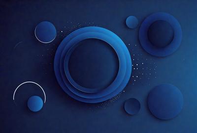 The primary subject of the image is a blue circle, which is the main object, scene, or focus of the image. The setting or background is a dark blue surface, which creates a contrasting and dramatic atmosphere. The visual style of the image is digital art, as it is a well-crafted and detailed illustration. The colors and mood of the image are predominantly blue, with a sense of depth and sophistication.