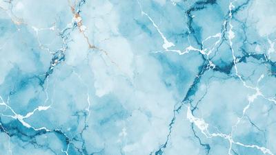 The primary subject of the image is a blue and white marble-like pattern. The setting is a blue and white marble wall, which serves as the background. The visual style is a painting, with the artist using a brush to create the intricate design. The colors and mood of the image are predominantly blue and white, giving it a clean and elegant appearance.