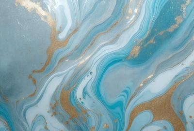 The primary subject of the image is a blue and gold swirling pattern, which appears to be a painting or a digital artwork. The setting is a blue and gold background, which complements the swirling pattern. The visual style is a mix of digital art and painting, creating a unique and eye-catching design. The colors and mood of the image are predominantly blue and gold, giving it a warm and inviting atmosphere.