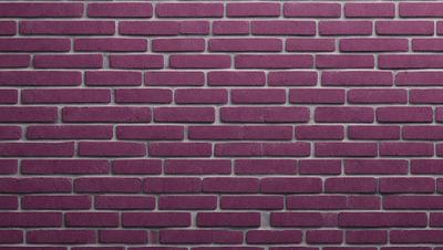 The primary subject of the image is a large brick wall, which is predominantly purple in color. The setting is a brick wall, and the visual style appears to be a photo. The dominant colors and overall atmosphere of the image are purple and pink, giving it a unique and eye-catching appearance.