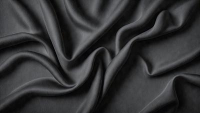 The primary subject of the image is a close-up of a piece of fabric, possibly a piece of clothing or a curtain. The setting is a dark background, which emphasizes the fabric's texture and details. The visual style appears to be a photo, as it captures the fabric's intricate patterns and textures. The colors in the image are predominantly dark, creating a moody and dramatic atmosphere.