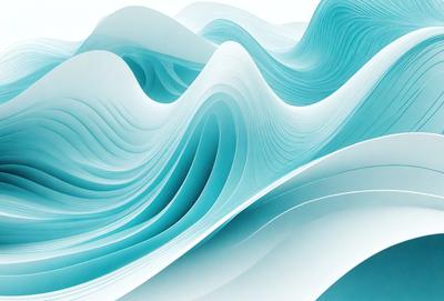 The primary subject of the image is a large, white, and blue wave. The wave is the main focus of the image, and it is set against a white background. The visual style of the image is a combination of photo and digital art, creating a unique and eye-catching representation of the wave. The dominant colors in the image are white and blue, giving it a clean and calming atmosphere.