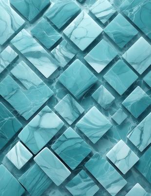 The primary subject of the image is a blue marble tile pattern. The setting is a blue marble tile wall, which serves as the backdrop for the pattern. The visual style is a close-up of the tile pattern, showcasing the intricate details of the marble tiles. The colors and mood of the image are predominantly blue, creating a calm and serene atmosphere.