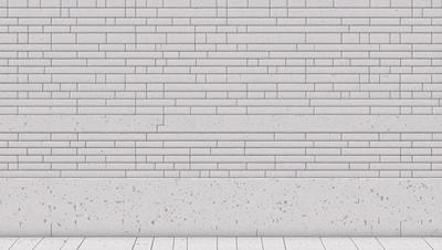 The primary subject of the image is a large brick wall. The setting is a brick wall, and the visual style is a photo. The colors and mood of the image are predominantly gray, giving it a neutral and somewhat dull appearance.