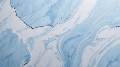 The primary subject of the image is a blue and white marbled paper, which is the main object, scene, or focus of the image. The setting is a white background, and the visual style is a digital art or illustration. The dominant colors are blue and white, and the overall atmosphere is calm and serene.