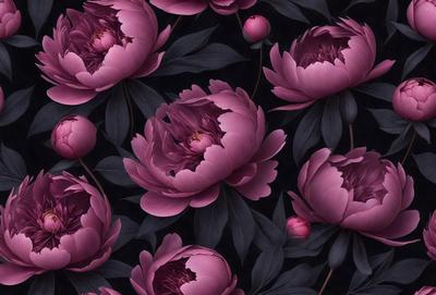 The primary subject of the image is a close-up of a purple flower, which is the main focus of the image. The setting is a black and white background, giving the image a classic and elegant appearance. The visual style is a painting, which adds a sense of artistic expression to the image. The dominant colors are purple and black, creating a sophisticated and elegant mood.