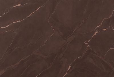 The primary subject of the image is a brown marble-like surface with a patterned texture. The setting is a close-up of the surface, showcasing its intricate design. The visual style is a realistic representation of the marble, capturing its natural beauty. The colors and mood of the image are warm and earthy, evoking a sense of luxury and sophistication.