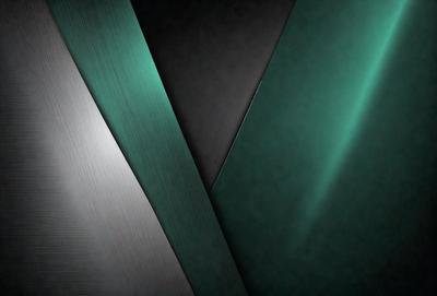 The primary subject of the image is a close-up of a green, blue, and black striped material. The setting is a dark room, and the visual style appears to be a photo. The colors and mood of the image are predominantly dark and moody, with the green, blue, and black stripes creating a striking contrast against the dark background.