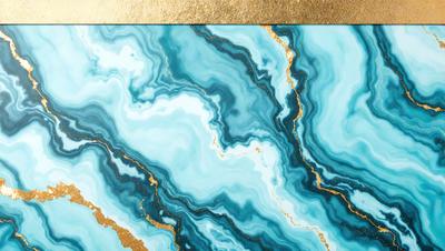 The primary subject of the image is a blue and gold marbled stone. The setting is a wall, and the visual style is a photo. The dominant colors are blue and gold, creating a rich and luxurious atmosphere.