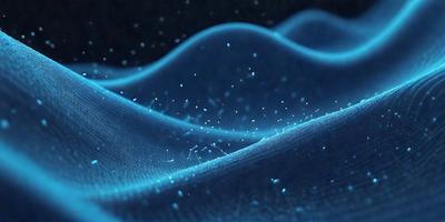 The primary subject of the image is a blue fabric with a pattern of white dots. The setting is a dark background, which contrasts with the blue fabric. The visual style is a digital art, as the image appears to be a digital rendering of the blue fabric with white dots. The colors and mood of the image are predominantly dark and moody, with the blue fabric and white dots creating a visually striking contrast against the dark background.