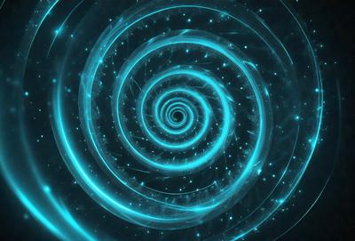 The primary subject of the image is a spiral pattern, which is the main object, scene, or focus of the image. The spiral pattern is set against a blue background, creating a visually striking contrast. The spiral pattern is a digital art piece, showcasing the artist's skill in creating intricate designs. The overall atmosphere of the image is vibrant and dynamic, with the blue color palette adding a sense of calmness and tranquility.