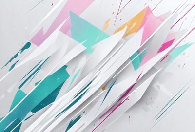 The primary subject of the image is a colorful, abstract artwork featuring a mix of blue, green, pink, yellow, and white colors. The setting is a white background, which provides a clean and minimalist appearance. The visual style is a combination of digital art and illustration, creating a vibrant and dynamic piece of art. The dominant colors and overall atmosphere of the image are energetic, lively, and creative, reflecting the artistic expression and the artist's skill in blending different colors and