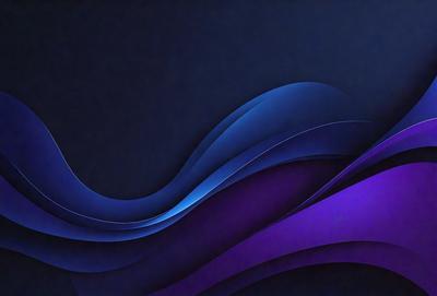 The primary subject of the image is a purple and blue wave, which is the main focus of the scene. The wave is depicted in a digital art style, giving it a modern and visually appealing appearance. The setting is a dark background, which contrasts with the vibrant colors of the wave, creating a striking visual effect. The overall atmosphere of the image is dynamic and energetic, with the wave representing the power and beauty of nature.