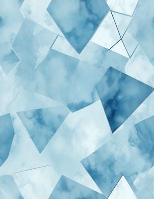 The primary subject of the image is a blue and white pattern, which appears to be a digital art or illustration. The setting is a cloudy sky, and the visual style is a combination of digital art and a pattern. The dominant colors are blue and white, creating a calm and serene atmosphere.