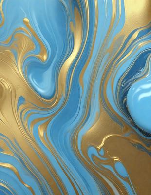 The primary subject of the image is a blue and gold swirl pattern, which is the main object, scene, or focus of the image. The setting or background features a blue and gold swirl pattern, which is the environment, backdrop, or surface visible in the image. The visual style of the image is a photo, as it is a real-life photograph of the swirl pattern. The dominant colors in the image are blue and gold, creating a vibrant and visually appealing atmosphere.