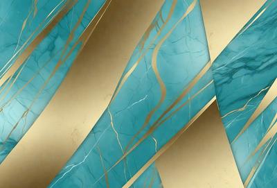 The primary subject of the image is a blue and gold marble pattern. The setting is a wall with a gold and blue marble pattern. The visual style is a close-up of the marble pattern, showcasing its intricate details. The colors and mood of the image are vibrant and elegant, with the blue and gold colors creating a sense of luxury and sophistication.