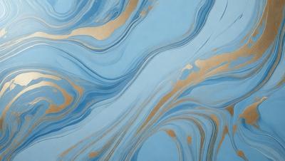 The primary subject of the image is a blue and gold swirling pattern, which appears to be a wallpaper or a design on a wall. The setting is a blue background, which complements the gold and blue colors of the pattern. The visual style is a combination of digital art and illustration, creating a unique and eye-catching design. The colors and mood of the image are vibrant and lively, with the gold and blue colors creating a sense of warmth and sophistication.
