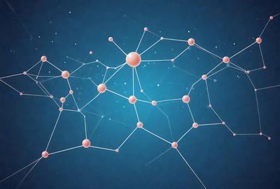 The primary subject of the image is a three-dimensional representation of a molecule, which is composed of numerous small spheres. The molecule is depicted in a blue background, giving it a futuristic and scientific appearance. The visual style of the image is a combination of digital art and illustration, creating a detailed and intricate representation of the molecule. The colors and mood of the image are predominantly blue, which adds to the scientific and technological atmosphere of the scene.