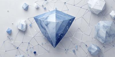 The primary subject of the image is a blue marble, which is the main object in the scene. The setting is a white background, and the visual style appears to be a digital art or illustration. The dominant colors in the image are blue and white, creating a calm and serene atmosphere.