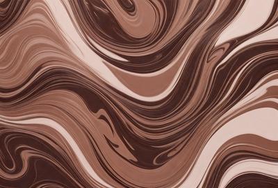The primary subject of the image is a brown and white swirling pattern, which appears to be a chocolate-colored design. The setting is a wall, and the visual style is a close-up of the pattern. The colors and mood of the image are predominantly brown and white, creating a sense of depth and intricacy in the design.