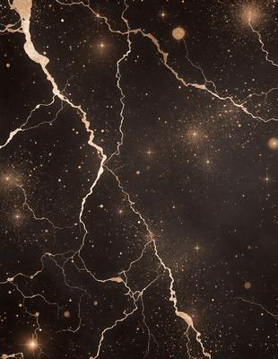 The primary subject of the image is a black and gold starry background. The setting is a dark, star-filled sky, with the stars being the main focus of the image. The visual style is a combination of a photo and digital art, creating a unique and intricate pattern. The colors and mood of the image are predominantly dark and mysterious, with the gold stars adding a touch of warmth and brightness to the overall atmosphere.