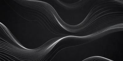 The primary subject of the image is a black background with white lines or waves. The setting is a dark background, which contrasts with the white lines. The visual style is a combination of digital art and illustration, creating a unique and artistic representation of the white lines. The colors and mood of the image are predominantly black and white, giving it a minimalist and modern appearance.