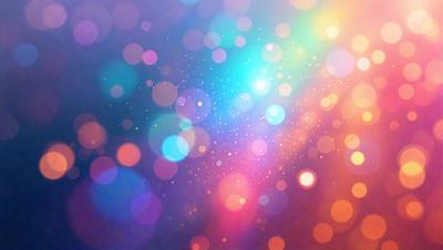 The primary subject of the image is a colorful, brightly lit background featuring a multitude of colorful lights. The setting appears to be a space with a starry background, giving the scene a celestial and vibrant atmosphere. The visual style of the image is a combination of digital art and illustration, creating a dynamic and lively appearance. The colors and mood of the image are predominantly bright and cheerful, with a focus on the vivid colors of the lights and the overall luminous quality of