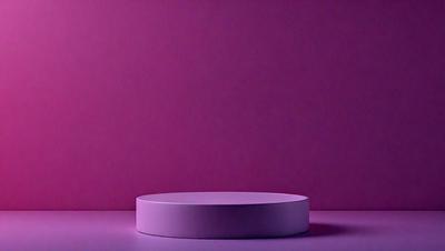 The primary subject of the image is a purple square or circle, which is placed on a purple surface. The setting appears to be a room with a pink wall, creating a unique and visually striking scene. The visual style of the image is a combination of photo and digital art, giving it a modern and artistic appearance. The dominant colors in the image are purple and pink, creating a warm and inviting atmosphere.