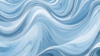 The primary subject of the image is a blue and white ocean wave. The setting is the ocean, with the wave being the main focus of the image. The visual style is a digital art or illustration, as the wave is depicted in a detailed and artistic manner. The dominant colors are blue and white, creating a serene and calming atmosphere.