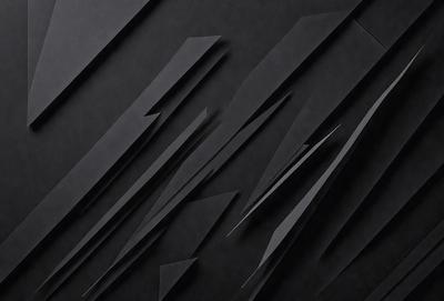 The primary subject of the image is a black and white photo of a wall with a pattern of triangles. The setting is a black background, and the visual style is a close-up of the wall pattern. The dominant colors are black and white, creating a stark and minimalist atmosphere.