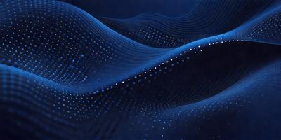 The primary subject of the image is a blue, swirling, and wavy pattern. The setting is a dark blue background, which contrasts with the swirling pattern. The visual style is a digital art or illustration, as the pattern appears to be a digital creation. The colors and mood of the image are predominantly dark and moody, with the blue hues creating a sense of depth and mystery.