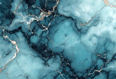 The primary subject of the image is a blue marble-like surface, which appears to be a marble or stone texture. The setting is a close-up of the surface, showcasing its intricate patterns and textures. The visual style is a realistic representation of the marble or stone texture, giving the image a natural and authentic appearance. The dominant colors in the image are blue and white, creating a serene and calming atmosphere.