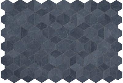 The primary subject of the image is a blue and white patterned tile. The setting is a blue and white tile floor, which serves as the background. The visual style is a patterned tile, and the colors and mood are predominantly blue and white, creating a clean and modern atmosphere.