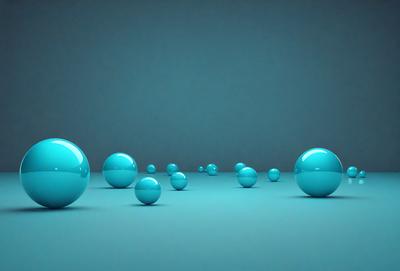 The primary subject of the image is a group of blue spheres, which are the main objects in the scene. The setting is a blue background, which creates a visually appealing contrast with the blue spheres. The visual style of the image is digital art, as it appears to be a computer-generated or digitally manipulated scene. The colors and mood of the image are predominantly blue, giving it a calm and serene atmosphere.