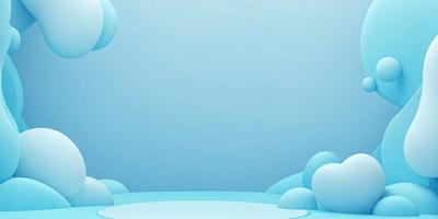The primary subject of the image is a blue background with a few blue balls scattered across it. The setting appears to be a blue sky, and the visual style is a digital art or illustration. The colors and mood of the image are predominantly blue, creating a calm and serene atmosphere.