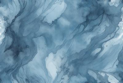 The primary subject of the image is a blue and white painting of a water-like surface. The setting is a blue background, and the visual style appears to be a digital art or illustration. The dominant colors are blue and white, creating a calm and serene atmosphere.