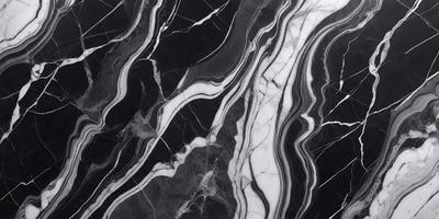 The primary subject of the image is a marble countertop with a black and white striped pattern. The setting is a kitchen, and the visual style is a close-up of the marble countertop. The colors and mood of the image are predominantly black and white, giving it a classic and elegant appearance.