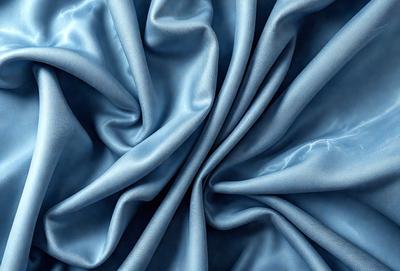 The primary subject of the image is a blue fabric, which is the main object, scene, or focus of the image. The setting is a blue background, and the visual style is a photo. The dominant colors are blue and purple, creating a calm and serene atmosphere.