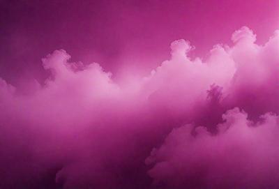 The primary subject of the image is a pink cloud, which is the main focus of the scene. The setting is a purple sky, creating a contrasting backdrop for the cloud. The visual style of the image is a combination of photo and digital art, as it appears to be a photo of a digital art piece. The dominant colors in the image are pink and purple, giving it a warm and dreamy atmosphere.