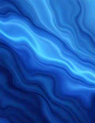 The primary subject of the image is a blue ocean with waves. The setting is the ocean, and the visual style is a photo. The dominant colors are blue and white, creating a serene and calming atmosphere.