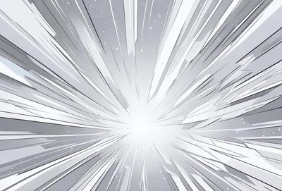 The primary subject of the image is a bright, white light that appears to be exploding or expanding. The light is the main focus of the image, and it is set against a backdrop of a white, shattered glass-like surface. The visual style of the image is digital art, as it has a modern and futuristic appearance. The dominant colors in the image are white and gray, creating a sense of movement and energy.