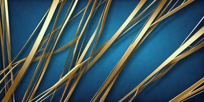 The primary subject of the image is a close-up of a blue background with a pattern of gold and brown stripes. The setting appears to be a dark room, and the visual style is a combination of digital art and illustration. The dominant colors are blue, gold, and brown, creating a mood of sophistication and elegance.
