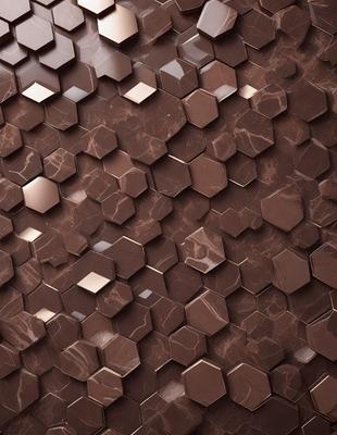 The primary subject of the image is a close-up of a marbled wall with a pattern of hexagonal shapes. The setting is a room with a brown and white marbled wall, which serves as the background. The visual style is a close-up of the marbled wall, showcasing the intricate pattern of hexagons. The colors and mood of the image are warm and inviting, with the brown and white marbled wall creating a cozy and elegant atmosphere.