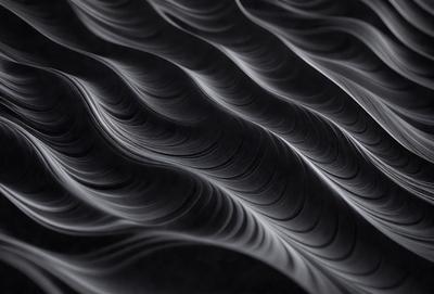 The primary subject of the image is a black and white pattern, which appears to be a digital art or illustration. The setting is a black background, and the visual style is a close-up of the pattern. The dominant colors are black and white, creating a bold and striking atmosphere.