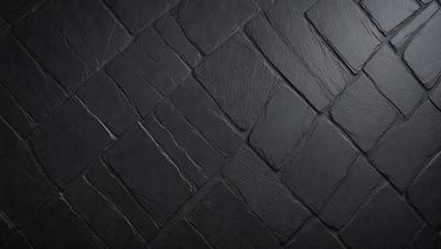 The primary subject of the image is a black tile floor. The setting is a dark room, and the visual style is a close-up of the floor. The colors and mood of the image are predominantly dark, with the black tile floor being the main focus.
