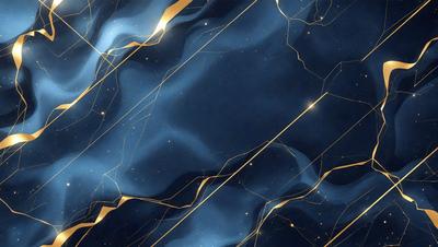 The primary subject of the image is a blue and gold patterned background. The setting is a space with a blue and gold patterned background, which creates a visually striking and unique atmosphere. The visual style of the image is a combination of digital art and illustration, giving it a modern and artistic appearance. The dominant colors in the image are blue and gold, which create a sense of depth and sophistication.